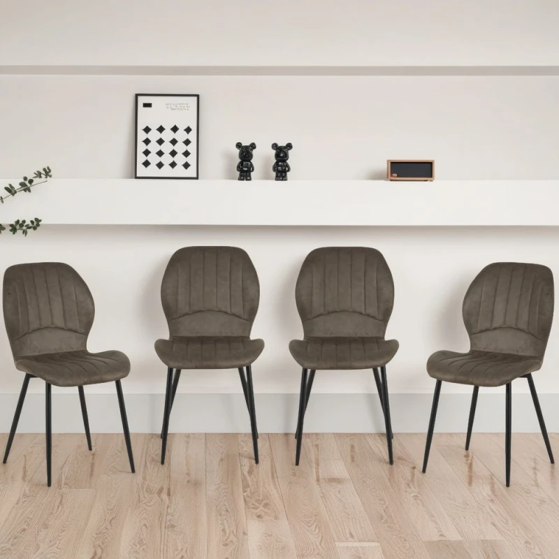 Image of Outdoor Living Jaydn Distressed Leather Comfort Dining Chairs - Set of 4 in Grey Grey Unisex