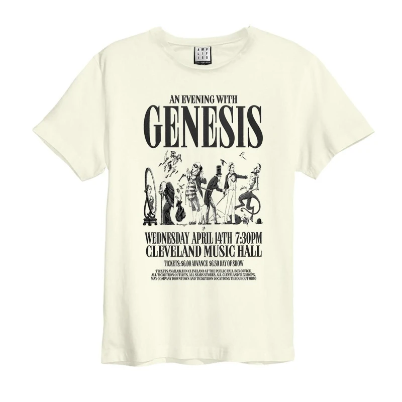 Image of Amplified Amplified Men An Evening With Genesis T-Shirt in White Size: X-Small White XS Male 5063238006225