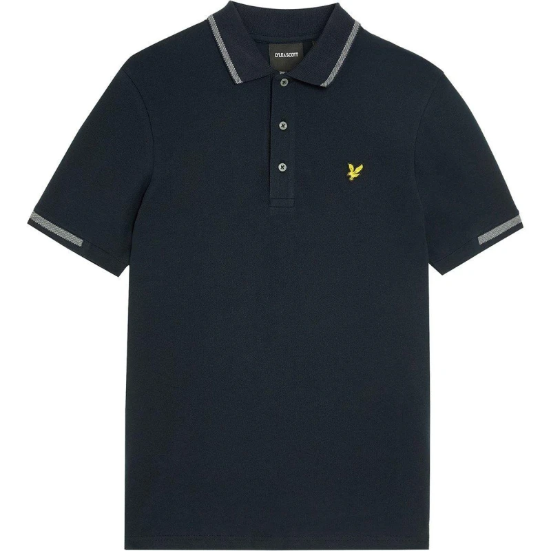 Image of Lyle and Scott Mens Tipped Cotton Short Sleeve Polo Shirt Dark Navy X941 male L