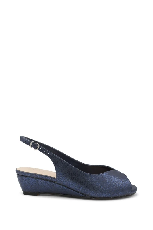 Image of Paradox London Womens Janine Wide Fit Low Heel Wedges in Navy Size: 3 Navy Female 3