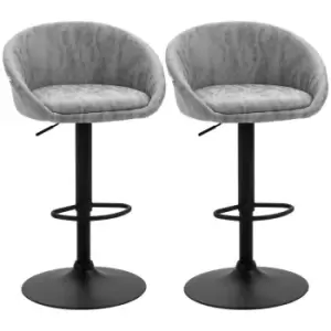 image of HOMCOM Modern Swivel Bar Stools Set Of 2 With Adjustable Height Light Grey