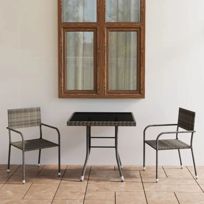Image of VIDAXL 3 Piece Garden Dining Set Poly Rattan Anthracite & Grey Vidaxl 8720286225776
