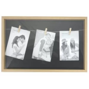 Image of Black Natural Wood Triple Peg Frame