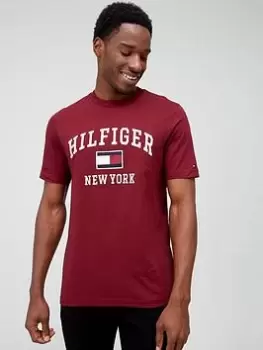 Image of Tommy Hilfiger Modern Varsity T-Shirt - Dark Red , Dark Red Size M Men