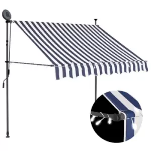 image of Vidaxl Manual Retractable Awning With LED 150cm Blue And White