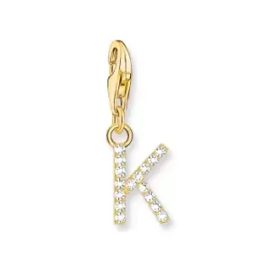 image of THOMAS SABO Gold Plated Zirconia Letter K Charm