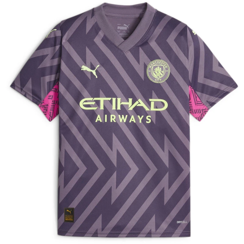 Image of Puma Mcfc Gk Jersey Replica Ss Jr Goalkeeper Top Unisex Kids Purple Charc unisex 5-6 Yrs