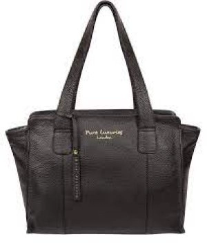 image of Pure Luxuries London Black 'Alexandra' Leather Handbag