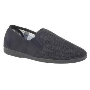 Sleepers Mens Harry Memory Foam Twin Gusset Slippers (8 UK) (Navy)