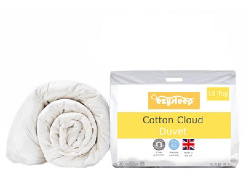 Image of Ezysleep Ezysleep 15 Tog Feels Like Down Cotton Cloud Duvet in White Size: Super King White Super King Unisex 5034567875325