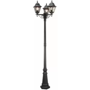 Image of Loops - IP43 3 Bulb Lamp Post Black LED E27 100W Bulb Light Fitting