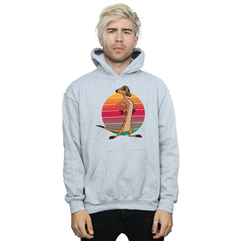 Image of Disney Men The Lion King Timon Sunset Hoodie in Grey Size: large Grey L Male 5057972620120