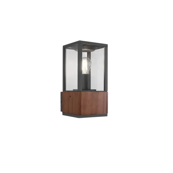 image of Garonne Modern Outdoor Wall Lantern Wood coloured IP44