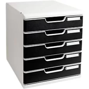 Image of Exacompta Modulo A4 Office, 5 Drawers, Light Grey/Black, Pack of 1