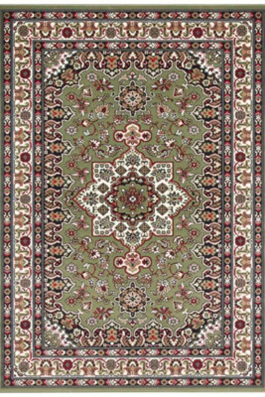 Image of The Rugs Design Oriental Parun Tabriz Rug - Vintage Polypropylene Carpet In Green
