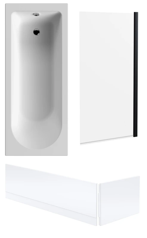 Image of Balterley Round Bath with Black Square Screen and Panels - 1700 x 700mm Black