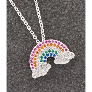 Image of Colourful Diamond Rainbow Silver Plated Necklace