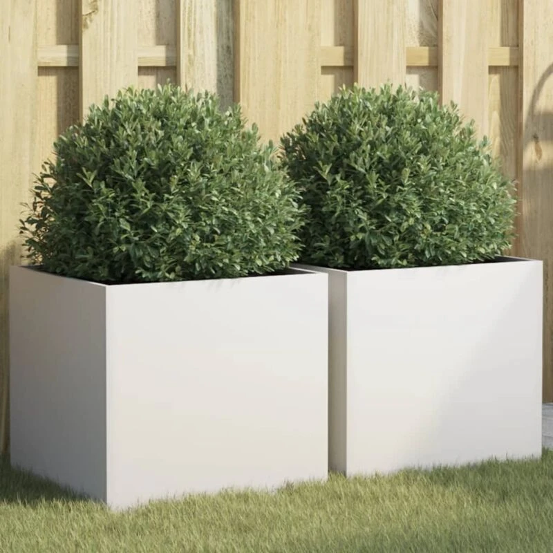 Image of VIDAXL Planters 2 pcs White 42x40x39cm Steel Vidaxl 8721012364080