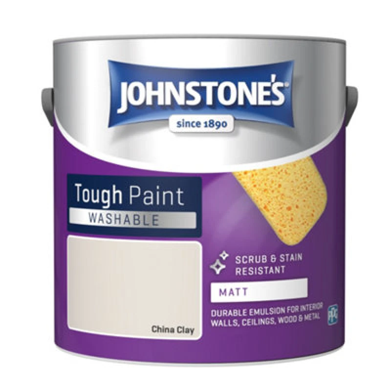 Image of Johnstone's Washable Matt Tough Paint China Clay - 2.5L