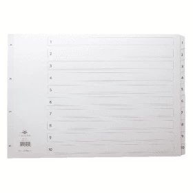 Image of Concord Classic Index Mylar-reinforced Oblong Punched 4 Holes 1-10 A3 White Ref 04601/CS46