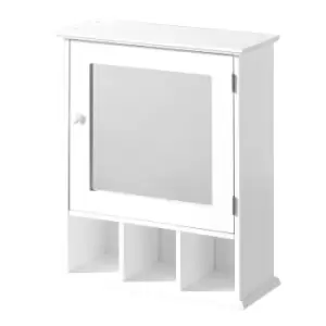 image of Premier Housewares Bathroom Cabinet, White Wood, Mirrored Door - White