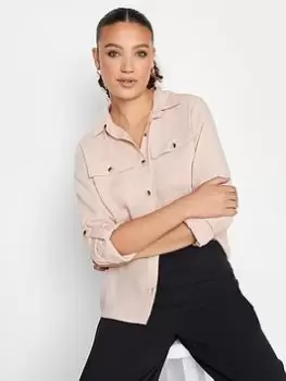 Image of Long Tall Sally Blush Long Sleeve Utility Shirt