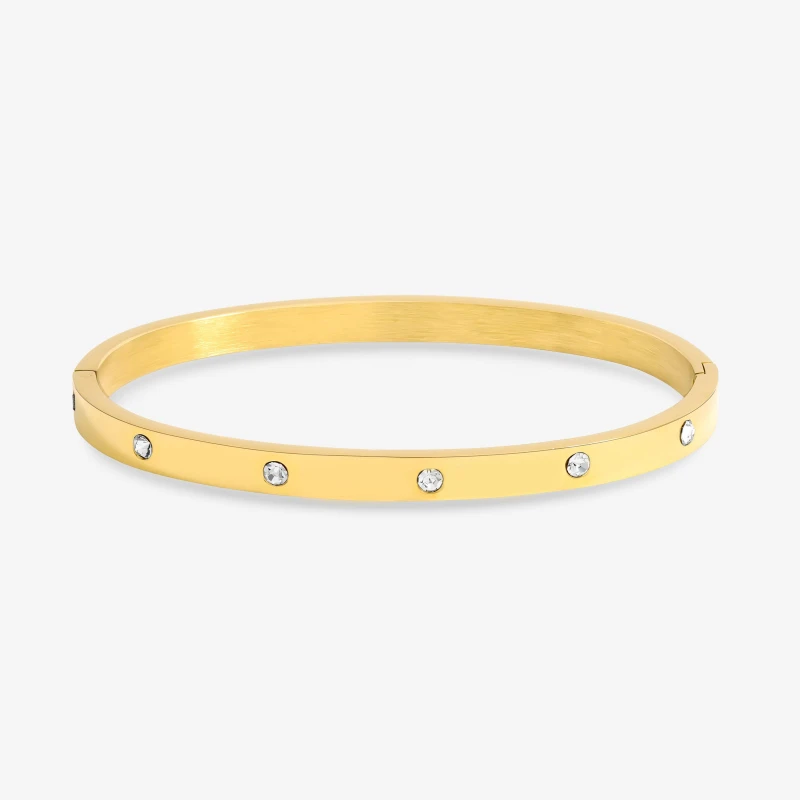 Image of Jon Richard Gold Plated Stainless Steel Crystal Bangle Gold female One Size