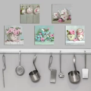 Image of UTB039 Pink Blue Green Decorative MDF Painting (5 Pieces)