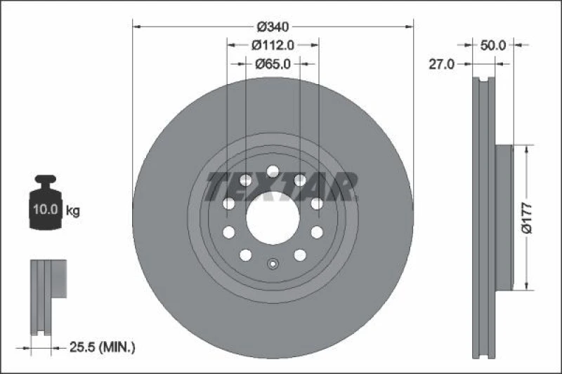 Image of Brake disc TEXTAR 92337405