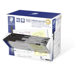 Image of Staedtler Stick 430 Medium Ballpoint Pen 0.35mm Line Width 1.0mm Tip Width Black Pack 100