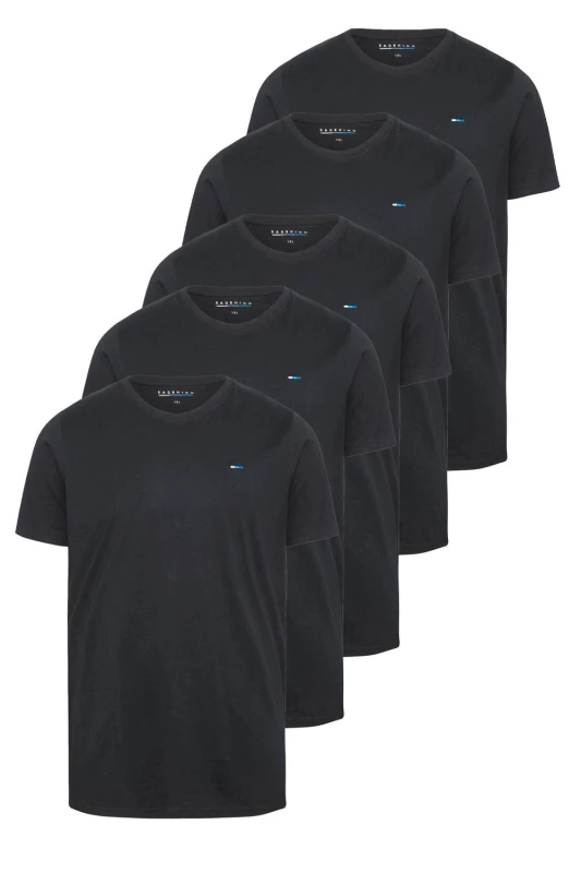 Image of BadRhino BadRhino Men 5 Pack Extra Long T-Shirts in Black Size: 7-8X-Large Black 7-8XL Male 5063589639592