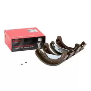 Image of BREMBO Brake Shoes OPEL,VAUXHALL S 59 525 1605064,1605969,93158369 Brake Shoe Set,Brake Lining 9317065,93170618,93171065,93189978