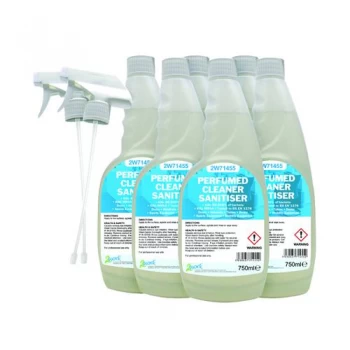 image of 2Work Perfumed Spray Wipe Sanitiser 750ml Pack of 6 211SVW