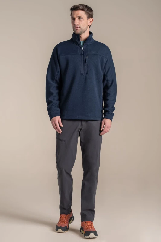 Image of Craghoppers Craghoppers Men Torney Half-Zip Knit-Look Insulating Active Fleece in Black Size: Small Black S Male 5063260131186