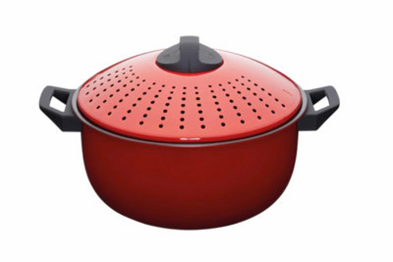 Image of Kitchencraft World Of Flavours 4 Litre Carbon Steel Pasta Pot, Red WFPASTAPOT
