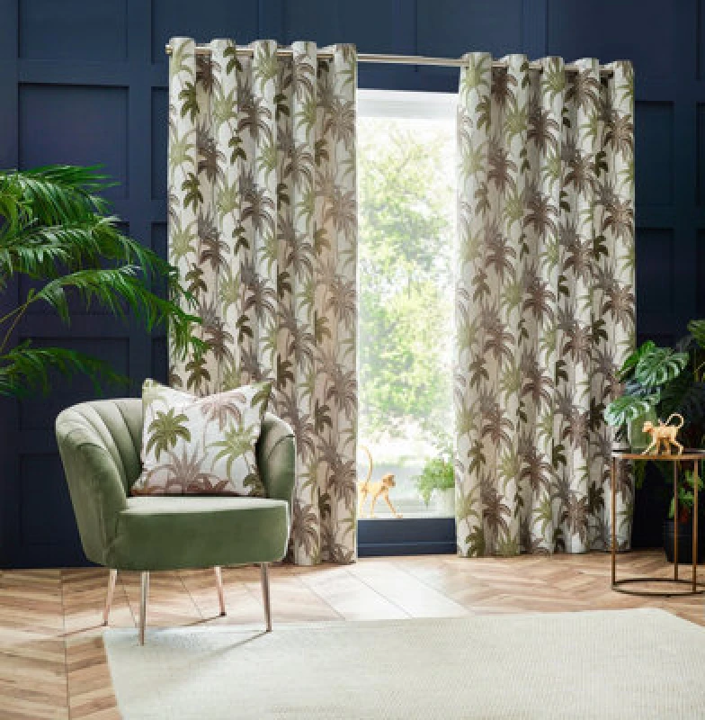 Image of Galapagos Eyelet Curtains Green / 117 x 137cm