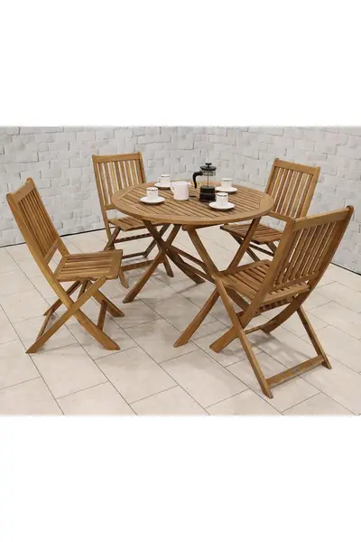 image of Royalcraft Brooklyn Table with 4 x Manhattan Chairs Natural