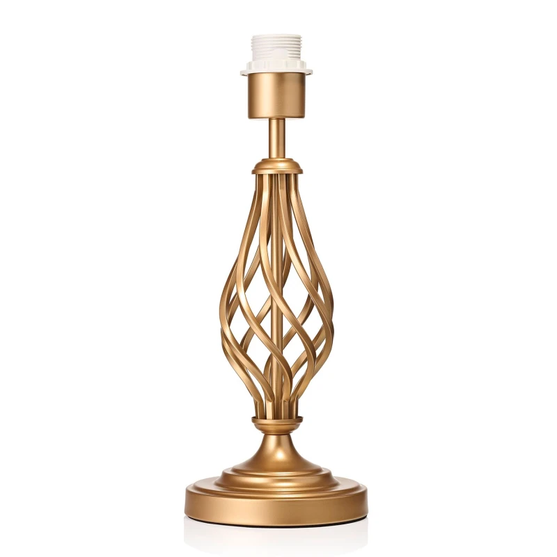 Image of Happy Homewares Traditional Table Lamp Base with Twist Metal Stem Design & Inline Switch in Gold Size: 15" Gold Unisex 15"