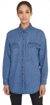 Image of Noisy May Flanny Long Shacket Longsleeve blue
