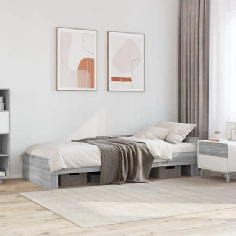 Image of VIDAXL Bed Frame without Mattress Grey Sonoma 75x190cm Small Single Engineered Wood Vidaxl 8721102822131