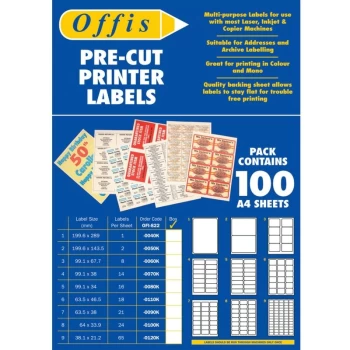 image of Multi-purpose Label (14 Per Sheet) Pack-100 - Offis