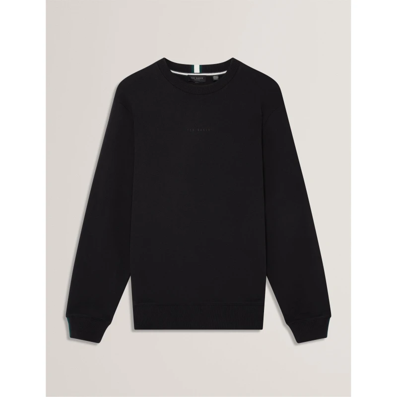 Image of Ted Baker Mens Long-Sleeve Crew Tracksuit Top Black male XS (1)