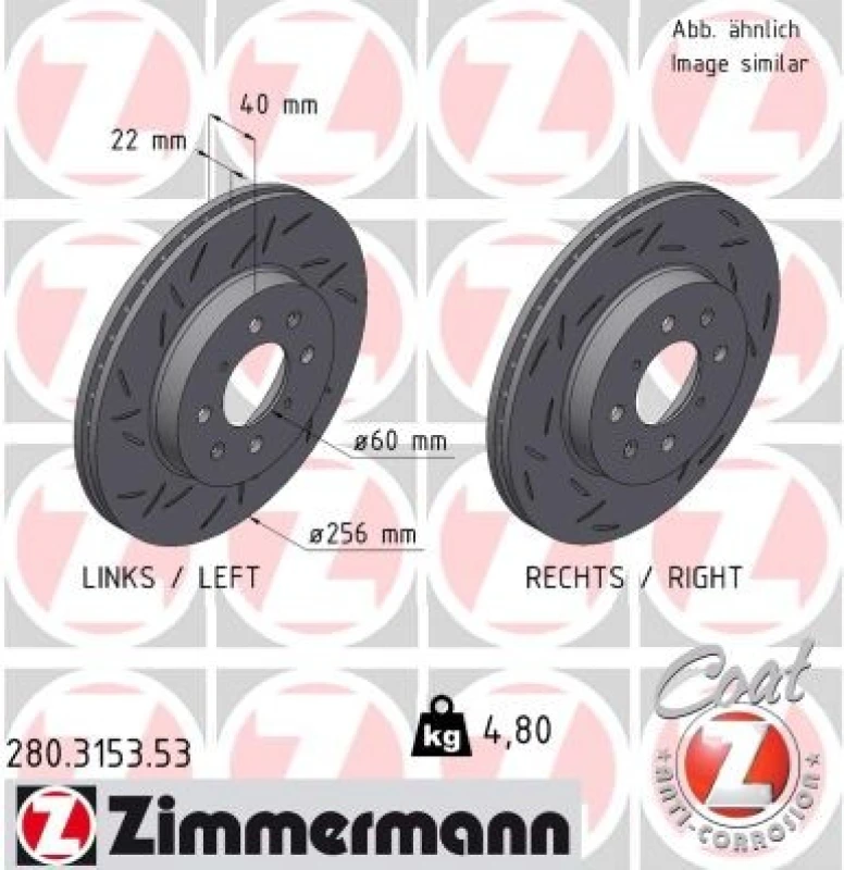 Image of ZIMMERMANN Brake disc ZIMMERMANN 280.3153.53