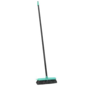 JVL Lightweight Outdoor Hard Bristle Sweeping Brush Broom Grey/Turquoise