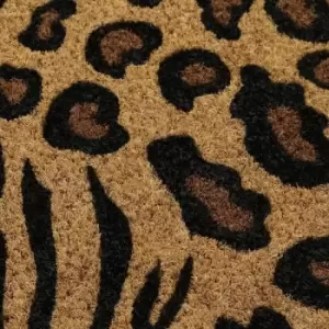 Eco-Friendly Latex Backed Coir Door Mat, Animal Print - JVL