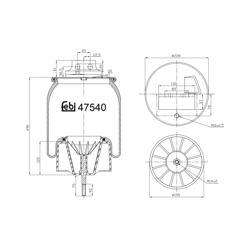 Image of FEBI BILSTEIN 47540 Boot, air suspension Front Axle Right Boot,air suspension (324)