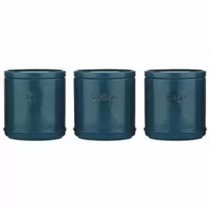 image of Accents Teal TeaCoffeeSugar Canisters 3 Set NWT7383