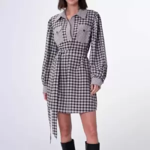 Image of Aligne Womens Greville Check Mini Dress - Black Multi Check - UK 12