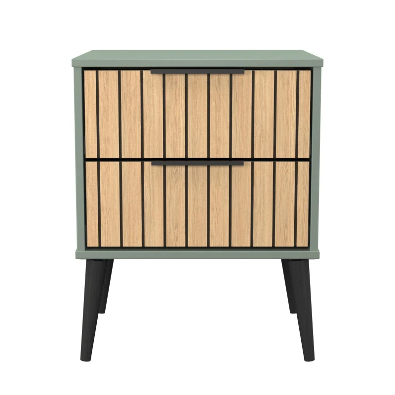 Image of Welcome Furniture Fiji 2 Drawer Bedside Cabinet - Ready Assembled Slatted Oak & R unisex Small