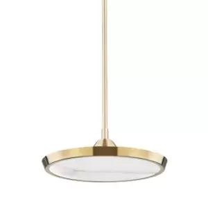 image of Draper Small LED Pendant Brass, Alabaster, 2700K